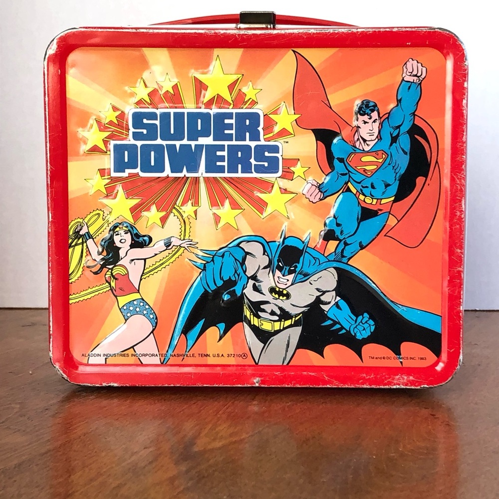 Vintage 1983 Super Powers DC Comics Metal Lunchbox Batman Superman Wonder Woman